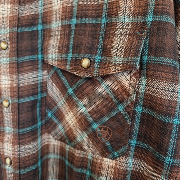 Ariat Retro Fit Harrisburg Pearl Snap Plaid Western Shirt Men XXL Cotton Flannel - Picture 4 of 7